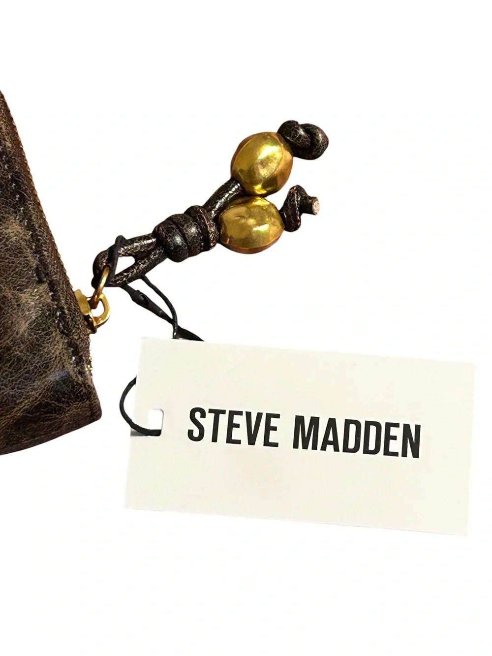 NWT Steve Madden Bzippy Patchwork Zip-Around Wallet Brown/Multi